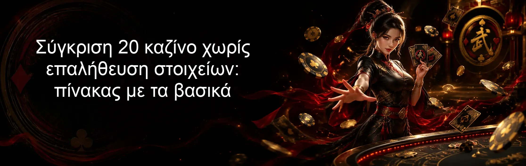 Σύγκριση 20 καζίνο χωρίς επαλήθευση στοιχείων: πίνακας με τα βασικά